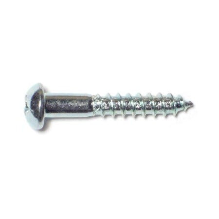 Midwest Fastener Wood Screw, #8, 1 in, Zinc Plated Steel Round Head Phillips Drive, 60 PK 61806